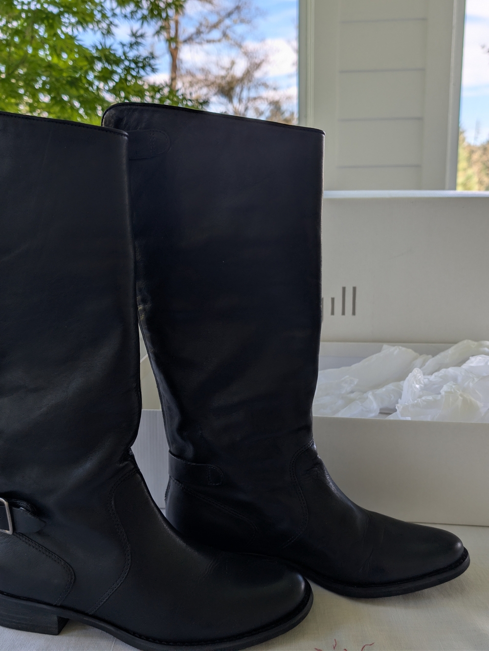 J. Jill Black Brazil Leather Tall Buckle Riding Boots 7.5W Box/ Receipt Incl.